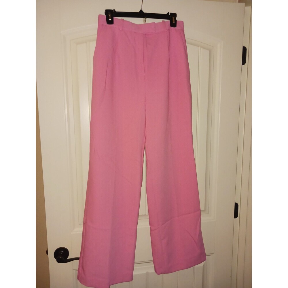 Zara Pink High Waisted Belted Trouser Dress Pants Workwear Career Size Medium